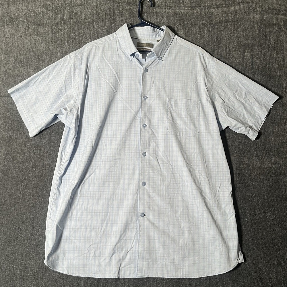 Daniel Cremieux Signature Performance Shirt Mens XL Short Sleeve Blue Plaid